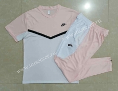 2022-23 NIke White&Pink Short-Sleeved Thailand Soccer Tracksuit-815
