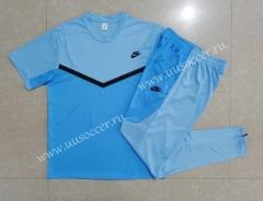 2022-23 NIke Blue  Short-Sleeved Thailand Soccer Tracksuit-815