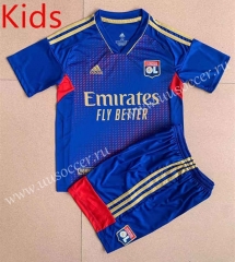 2022-23 Olympique Lyonnais 3rd Away Blue kids Soccer Uniform-AY