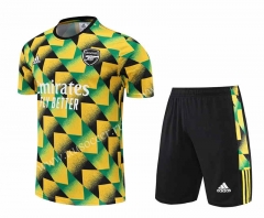 2022-23 Arsenal Yellow&Green Thailand Soccer Training Uniform-4627