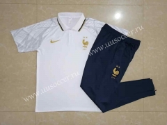 2022-23 France White Thailand Polo Uniform-815