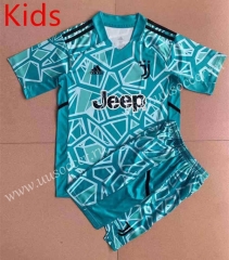 2022-23 Juventus Goalkeeper Blue Youth/ Kids Soccer Uniform-AY