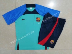 2022-23  Barcelona Green& Blue Shorts-Sleeve Thailand Tracksuit Uniform-815