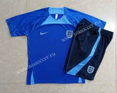 2022-23 England Cai Blue Shorts Sleeve  Thailand Soccer Tracksuit Uniform-815