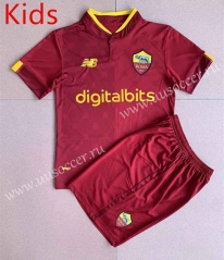 2022-23 Roma Home Red Kids/Youth Soccer Uniform-AY
