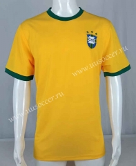 1970 Brazil Home Yellow Thailand Soccer Jersey AAA-503
