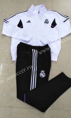 2022-23 Real Madrid White Soccer Jacket Uniform-DD2（black trousers）