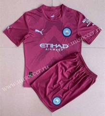 2022-23  Manchester City Dark Red Soccer Uniform-AY