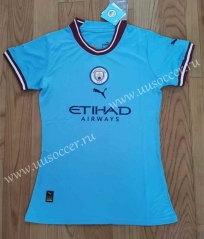 2022-23 Manchester City Home Blue Thailand Female Soccer Jersey AAA-708