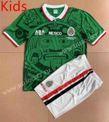 1988 Mexico Home Green kids Soccer Uniform-AY