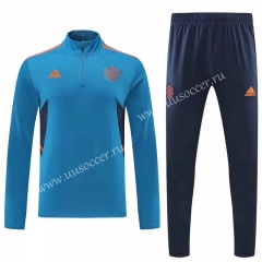 2022-23 Manchester United BlueThailand Soccer Tracksuit Uniform-4627