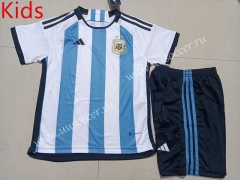 2022-23  Argentina Home Blue and White Kids/Youth Soccer Uniform-507