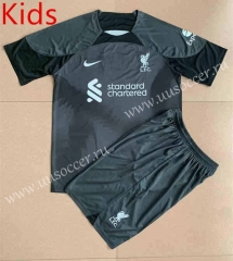 2022-23 Liverpool Goalkeeper black Thailand kids Soccer Uniform-AY