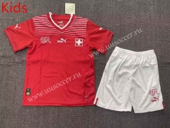 2022-23 Switzerland Home Red Youth/Kids Soccer Uniform-1506