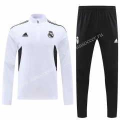 2022-23 Real Madrid White Black pants Thailand Tracksuit Uniform-4627