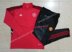2022-23 Manchester United Red Thailand Soccer Tracksuit Uniform-815
