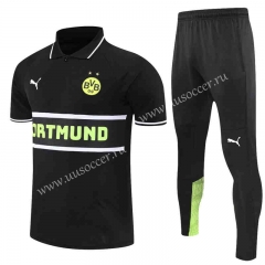 2022-23 Borussia Dortmund Black Thailand Polo Uniform-4627