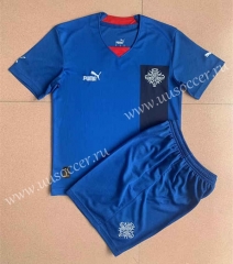 2022-23 Iceland Home  Blue Soccer Uniform-AY