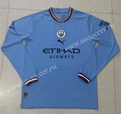 2022-23 Manchester City Home Blue  LS Thailand Soccer Jersey AAA-818