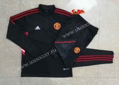 2022-23 Manchester United Black  Thailand Soccer Tracksuit Uniform-815