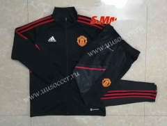 2022-23 Manchester United Black Thailand Soccer Jacket Uniform-815(Red border)