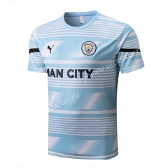 2022-23 Manchester City Light  Blue Short-sleeved Thailand Soccer top -815