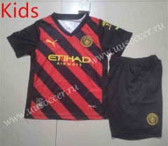 2022-23 Manchester City Away Red&Black  Kid/Youth Soccer Uniform-507