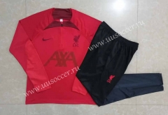 2022-23  Liverpool Red Thailand Soccer Tracksuit Uniform-815（red collar）
