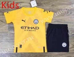 2022-23 Manchester City   Yellow Kid/Youth Soccer Uniform-AY