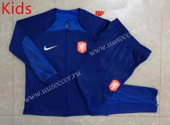 2022-23 Netherlands Cai Blue Kids/Youth Soccer Jacket Uniform-815