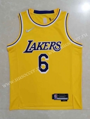 2022-23 Hot pressed  NBA Lakers Yellow #6 Jersey-815