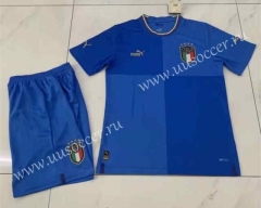 2022-23 Italy Home Blue  Soccer Uniform-718