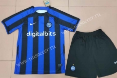 2022-23  Inter Milan Home Blue&Black Soccer Uniform-718