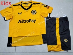 2022-23 Wolverhampton Wanderers Home Yellow  Youth/Kids Soccer Uniform-507