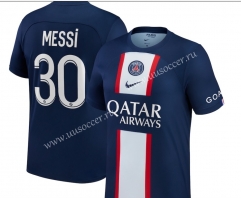 （with ads )Player Version  2022-23  Paris SG Home Blue Thailand Soccer Jersey AAA#30 MESSI