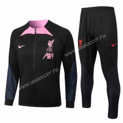 2022-23  Liverpool Black Thailand Soccer Jacket Uniform -815（pink collar）