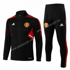 2022-23 Manchester United Black Thailand Soccer Jacket Uniform-815(Red border)