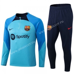 2022-23  Barcelona Light Blue  Thailand Tracksuit Uniform-411