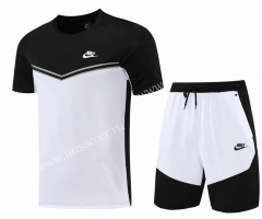 2022-23 NIke Black Short-Sleeved Thailand Soccer Tracksuit-LH