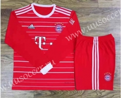 2022-23 Bayern München Home Red LS Soccer Uniform-709