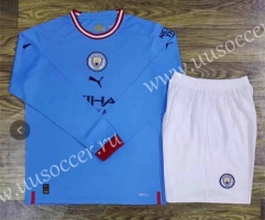 2022-23 Manchester City Home Blue LS Soccer Uniform-709