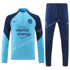 2022-23 Atletico Madrid Light Blue Thailand Soccer Tracksuit Uniform-CS