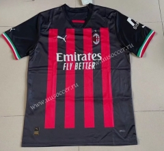 Correct version 2022-23 AC Milan Home  Black&Red Thailand Soccer Jersey AAA-6748