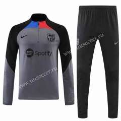 2022-23  Barcelona Black&Gray Thailand Tracksuit Uniform-CS
