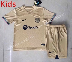 2022-23 Barcelona Away Yellow  kids Soccer Uniform-507