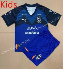 2022-23  Monterrey Away Blue kids Soccer Uniform-AY