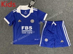 2022-23 Leicester City Home Blue  Youth/Kids Soccer Uniform-AY