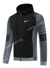 2022-23  Nike Black &Gray Soccer Jacket With Hat-LH