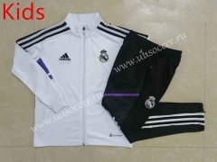 2022-23 Real Madrid White Kids/Youth Soccer Jacket Uniform-815