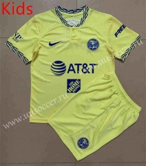 2022-23   Club America Home Yellow  kids Soccer Uniform-AY